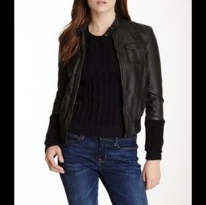 Kenneth Cole NWOT size L Black Faux Leather Bomber